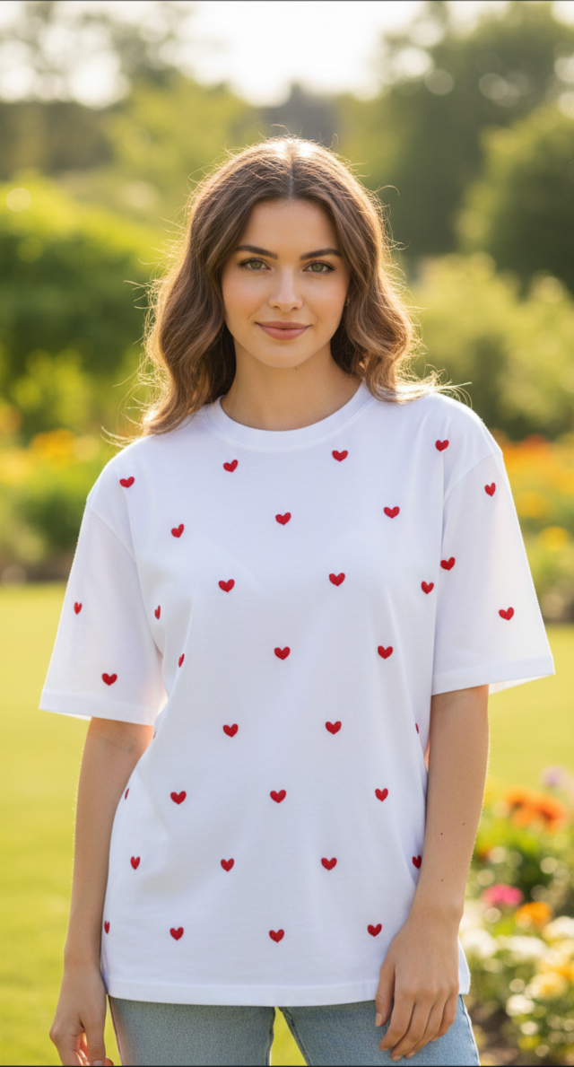 Heart Embroidery Tee