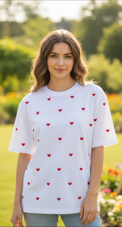 Heart Embroidery Tee