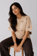 Beige Cloud Embroidery Tee