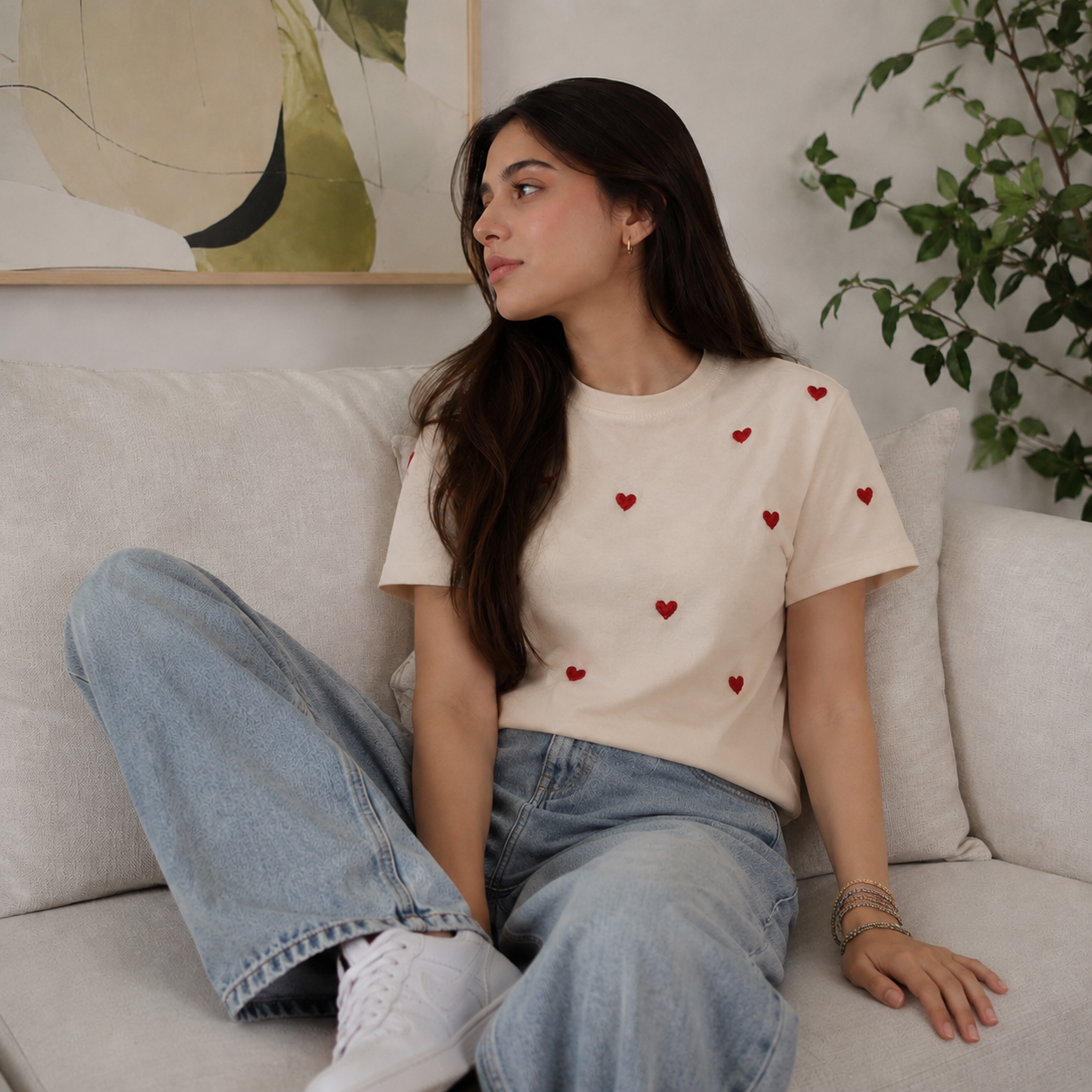 Heart Embroidery Tee