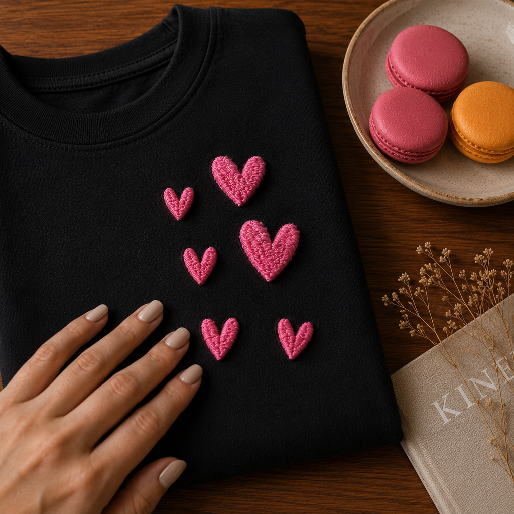 Black Heart Embroidery Tee