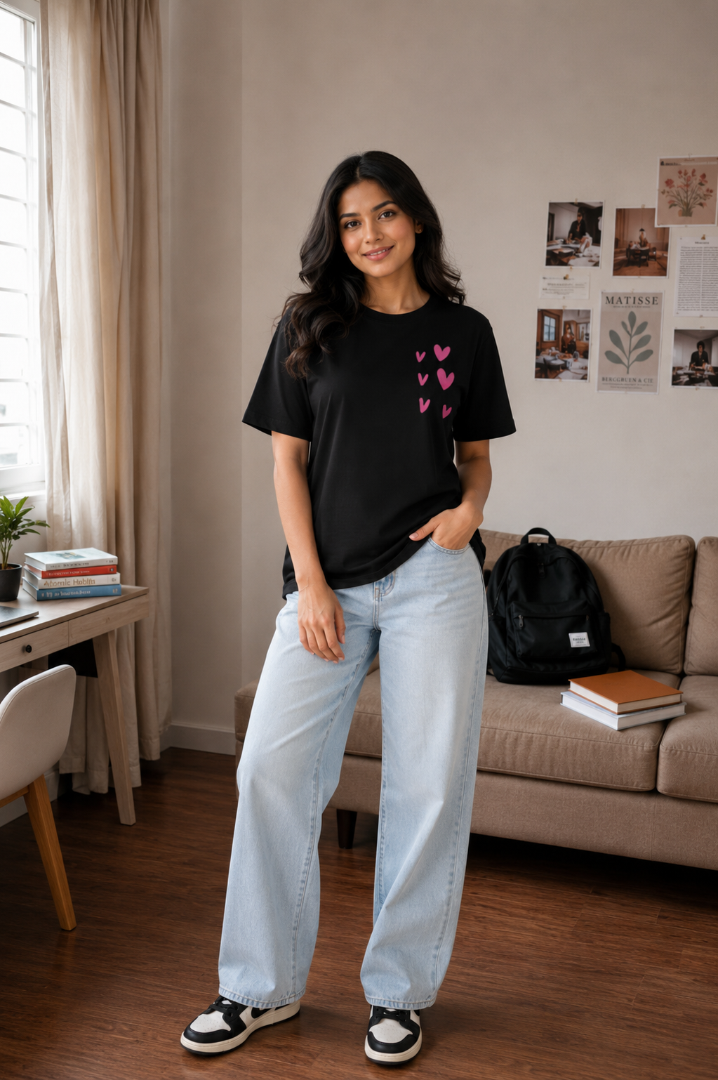 Black Heart Embroidery Tee