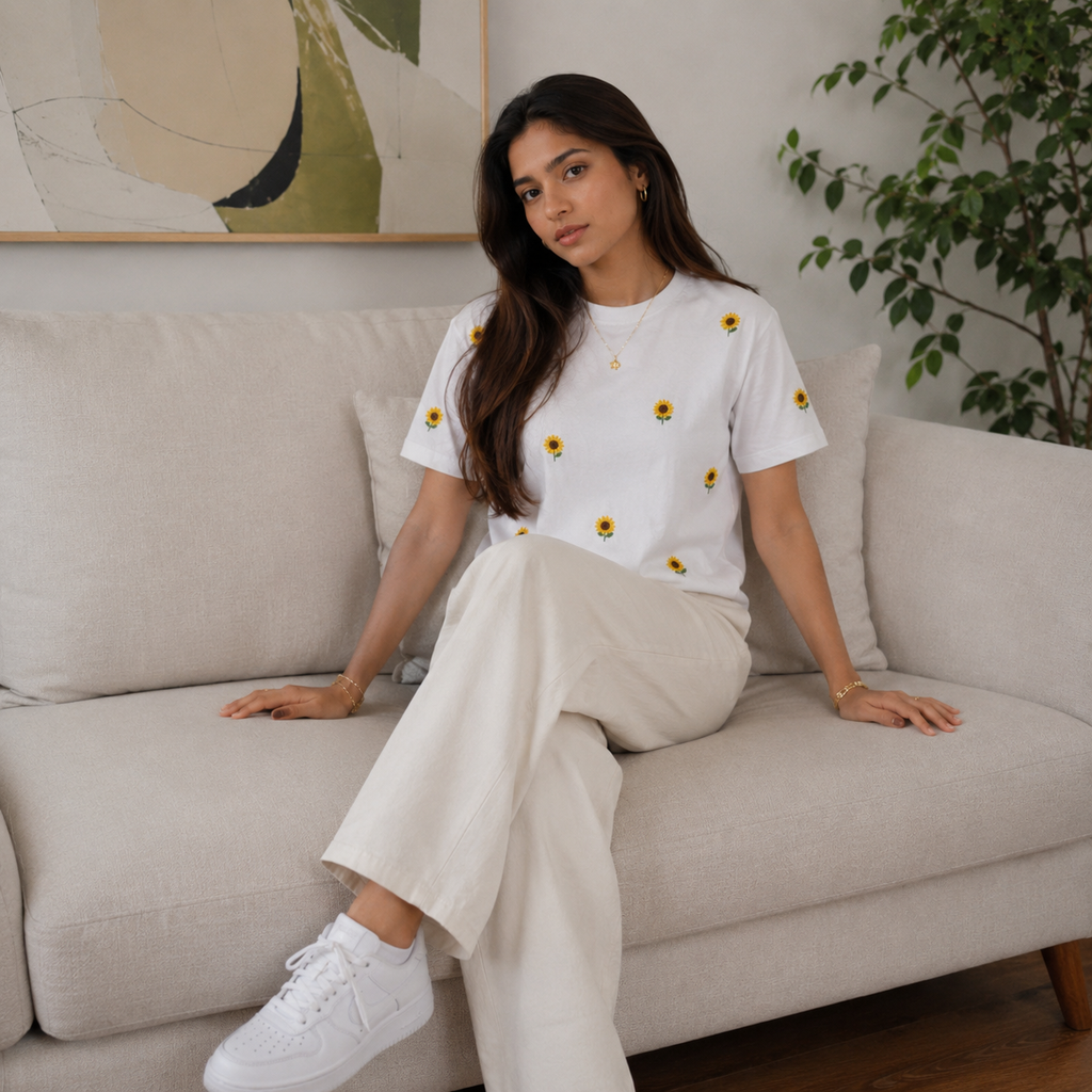 Sunflower Embroidery Tee
