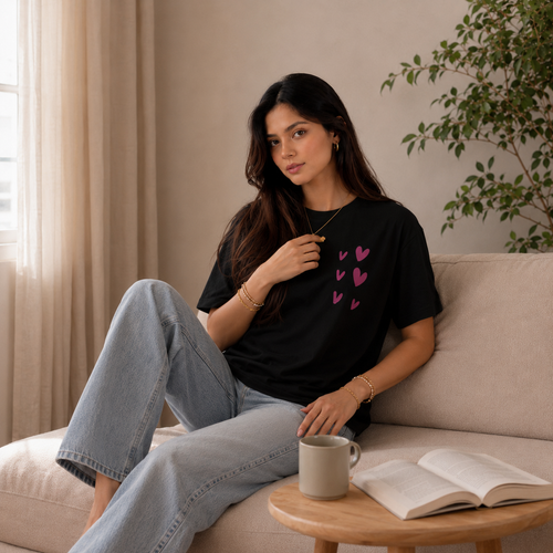 Black Heart Embroidery Tee
