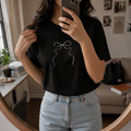 Black Bow Embroidery Tee