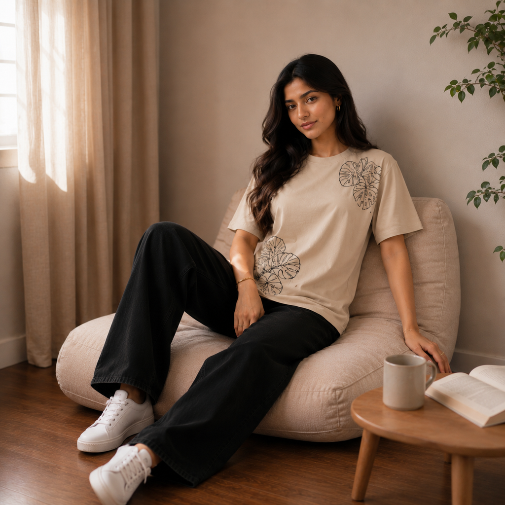 Leaf Embroidery Tee
