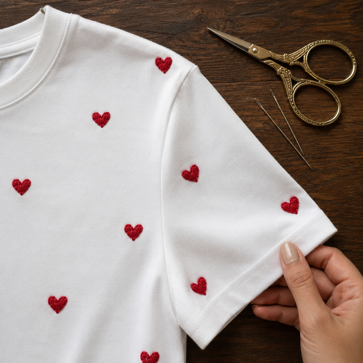 Heart Embroidery Tee