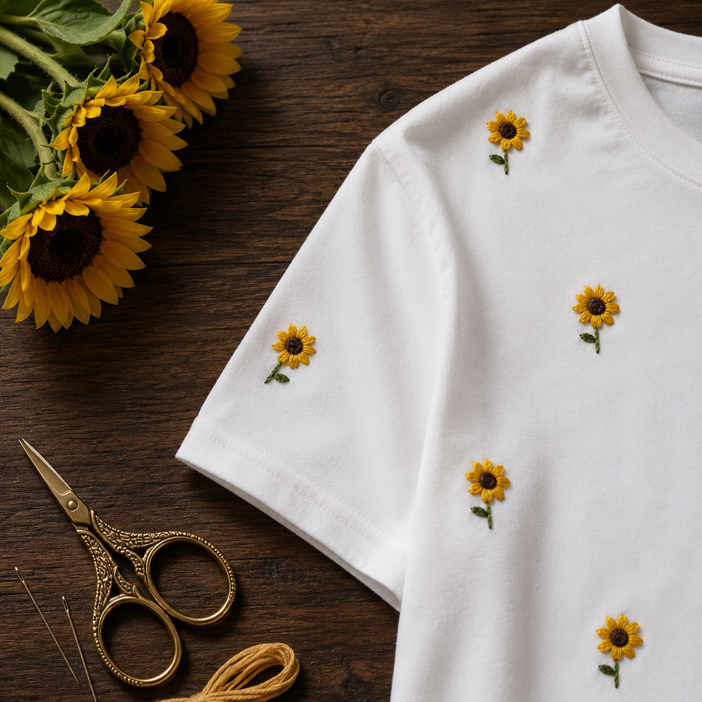Sunflower Embroidery Tee