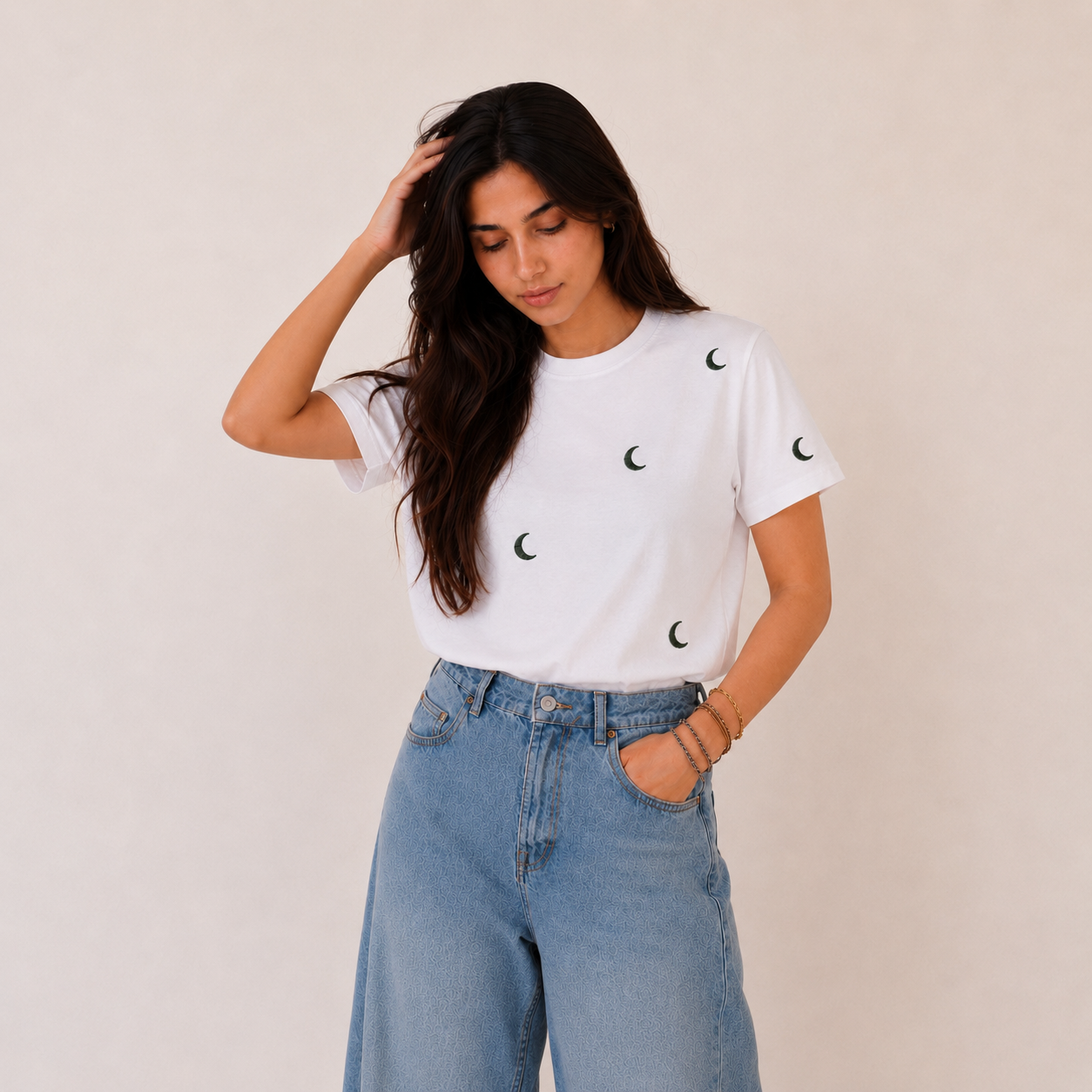 Moon Embroidered Tee